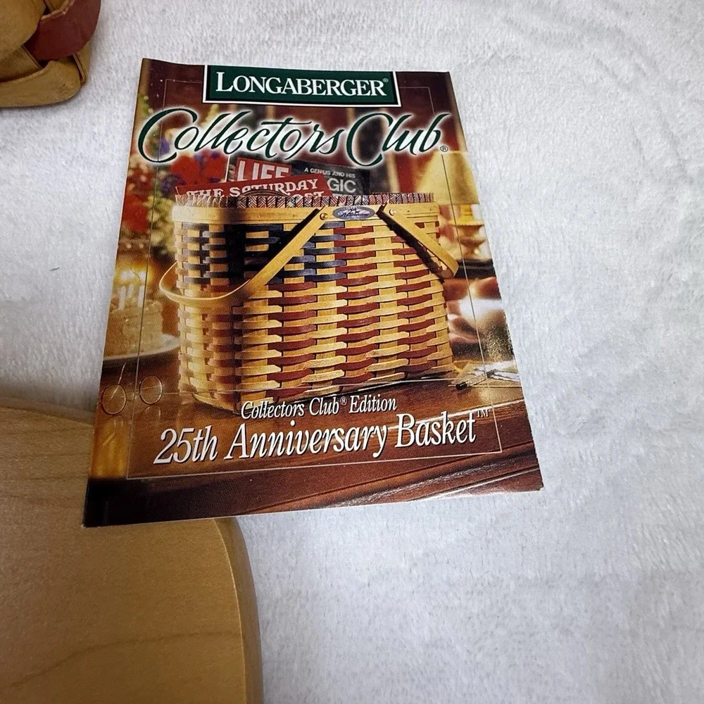 Longaberger 1998 25th Anniversary Flag Basket Lid Liner Tie-On Protector Set